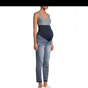 NWT Maternity Straight Leg Blue Jeans with Full Panel & Released Hem
